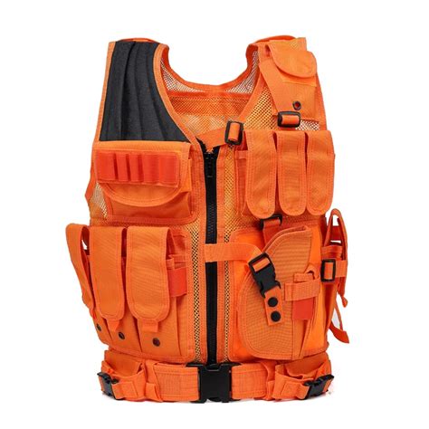 GNNFIC Bright Orange Hunting Vest Military Tactical Molle Airsoft Vest Outdoor Body Armor Swat ...