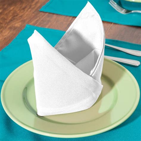 Intedge White 100% Polyester Cloth Napkins, 22" x 22" - 12/Pack