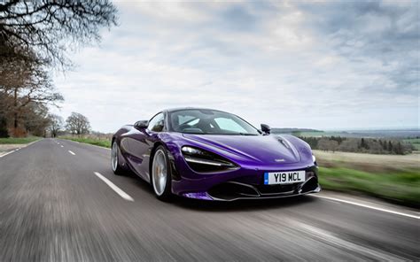 Download wallpapers McLaren 720S Coupe, 2018, front view, exterior, purple sports car, road ...