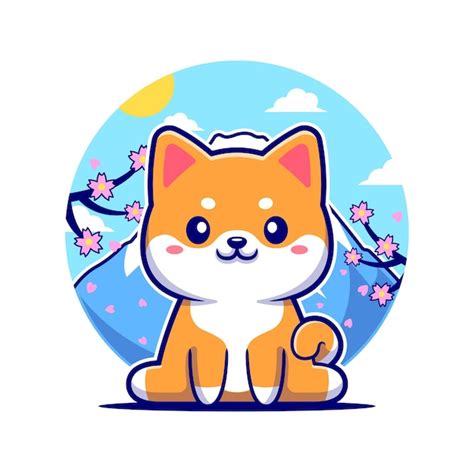 Free Vector | Happy Shiba Inu Dog In Japan Cartoon Vector Icon ...