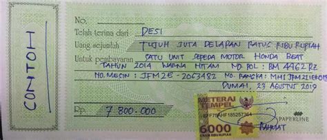 Contoh Kwitansi Jual Beli Motor Bekas Untuk Balik Nama