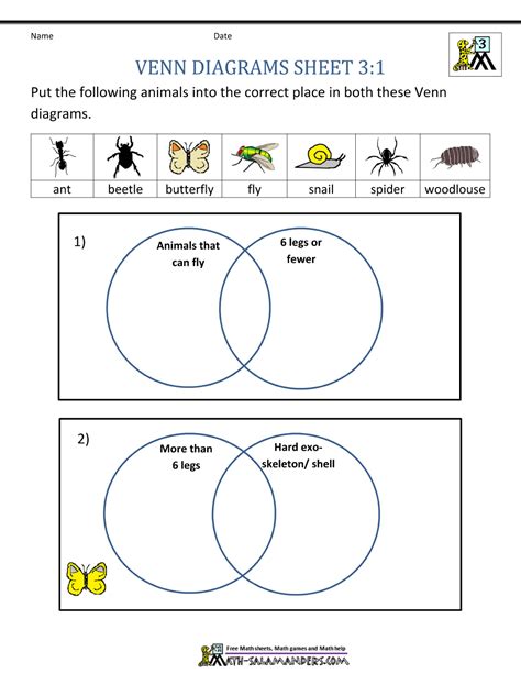 Venn Diagram Worksheets 3rd Grade