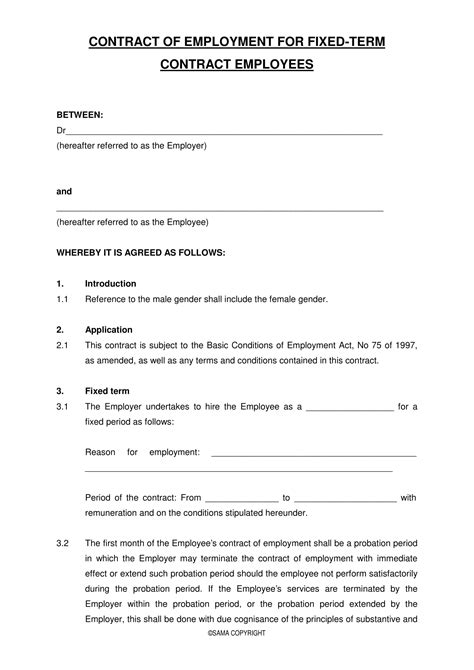 Employment Contract Template Word