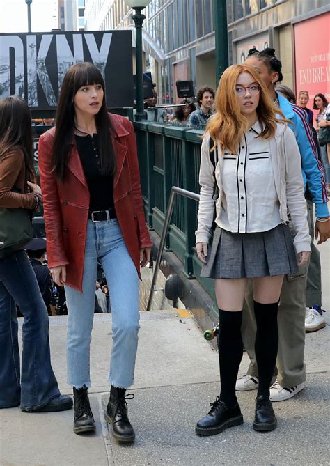 Sydney Sweeney & Dakota Johnson Wear Dr. Martens Shoes While Filming “Madame Web” in NYC — See ...