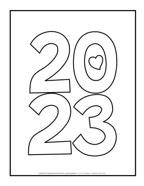 2023 New Year Coloring page | Planerium | New year coloring pages, Coloring pages, New years ...