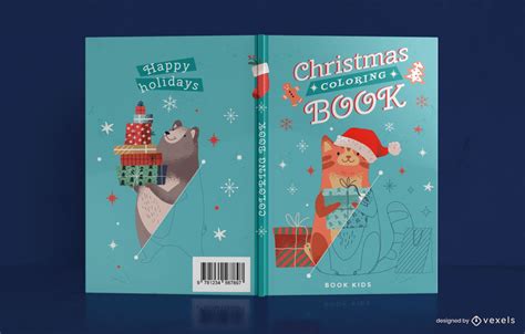 Cute Christmas Coloring Book Cover Design Vector Download