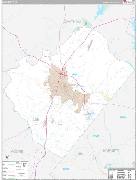 Lee County, NC Wall Map Premium Style by MarketMAPS - MapSales