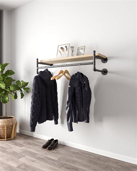 Storage & Organization Clothing & Closet Storage HAITRAL Wall Mounted Clothes Rack Black 32.68 ...