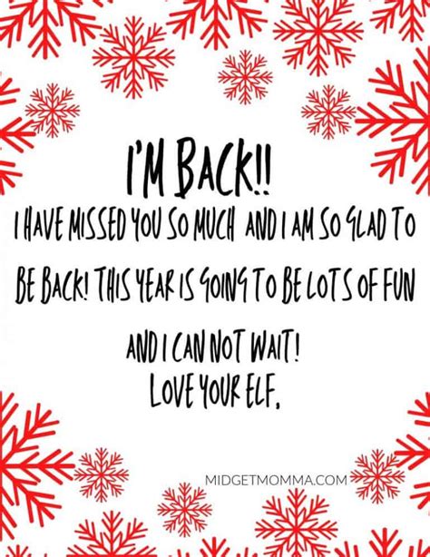 Elf On The Shelf Im Back Letter Free Printable