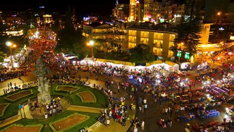 Da Lat - May 2015: Street View Of Da Lat Night Market From Above. 4K ...