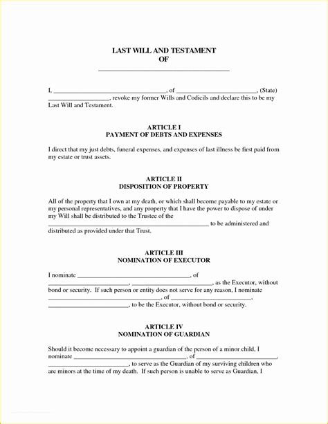 Free Nevada Will Template Of Last Will and Testament Template Free Printable Documents ...