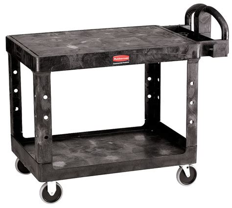 RUBBERMAID COMMERCIAL PRODUCTS, Black, Utility Cart with Deep Lipped ...