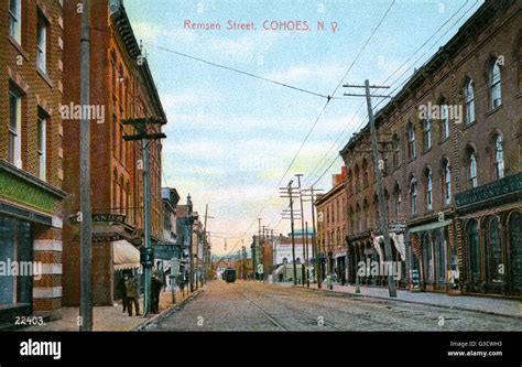 Remsen Street, Cohoes, New York State, USA. Date: circa 1908 Stock Photo - Alamy