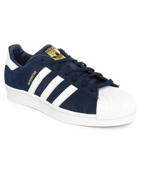 Adidas originals Superstar Navy/white Suede Trainers in Blue for Men | Lyst