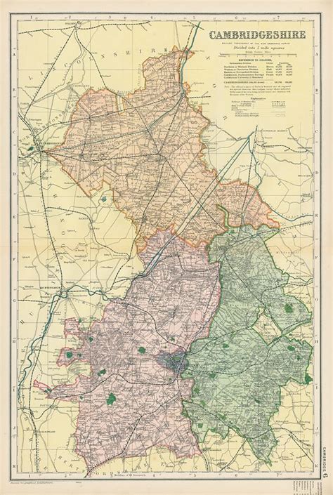 Old and antique prints and maps: Cambridgeshire map, 1901 ...