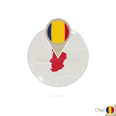 Chad Map and Flag in Circle. Map of Chad, Chad Flag Pin Stock Vector - Illustration of border ...