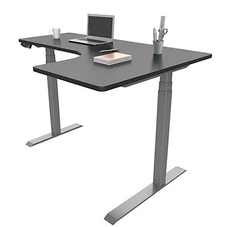 Loctek Height Adjustable Corner Desk With Right Return BlackSilver ...