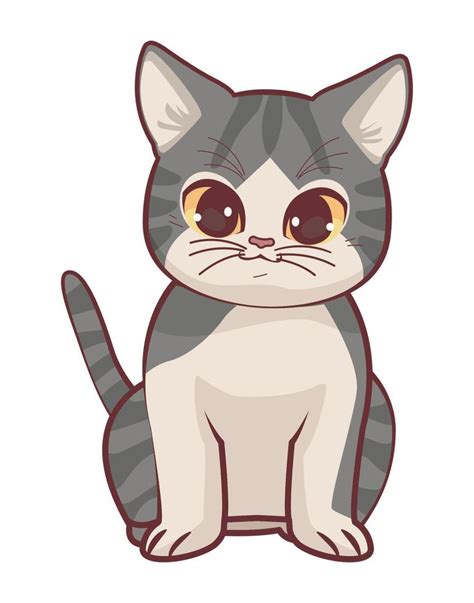 cute cat seated anime style 11233697 Vector Art at Vecteezy