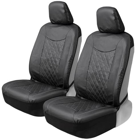 Motor Trend Stitched Faux Leather Car Seat Covers for Front Seats, Black - Luxurious Protection ...