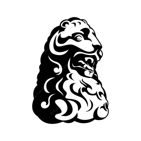 Premium Vector | A lion head with a lion head in black and white