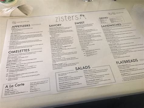 Online Menu of Zisters Restaurant, Elm Grove, Wisconsin, 53122 - Zmenu