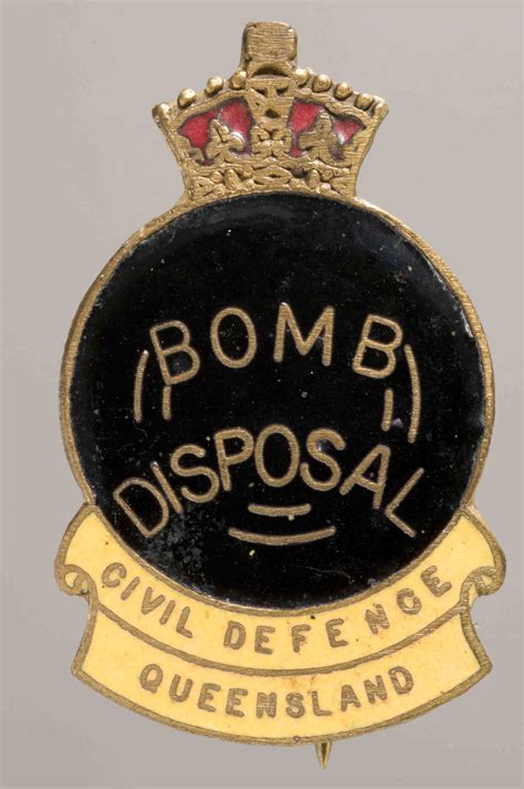 Civil Defence badge, Bomb Disposal | Queensland Historical Atlas