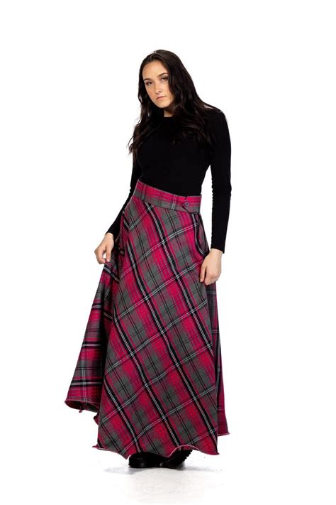 Long Plaid Skirt - Button Zipped | Tartan Skirts For Womens – Scottish Kilt