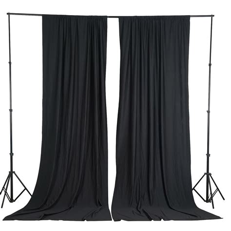 Efavormart 10FT Black Polyester Curtain Backdrop Drape Panel- Premium Collection For Window Wall ...