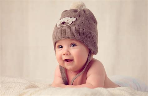 HD wallpaper: baby's gray and white knit cap, child, face, sweet, kid ...