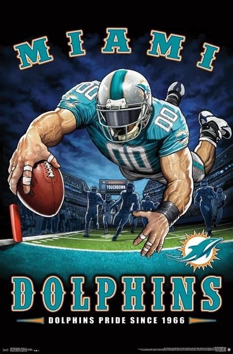 Miami Dolphins - End Zone Mascot Poster - 22X34 Nfl Football 15987 ...