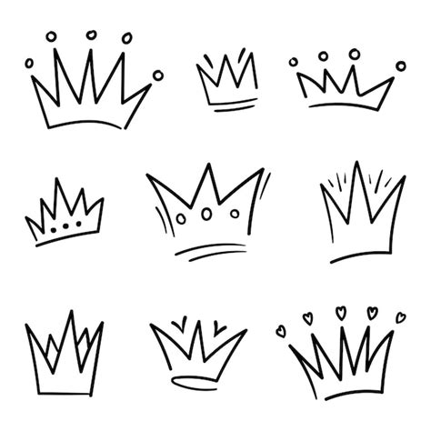 Premium Vector | Set of doodle Crown sketch hand drawn style