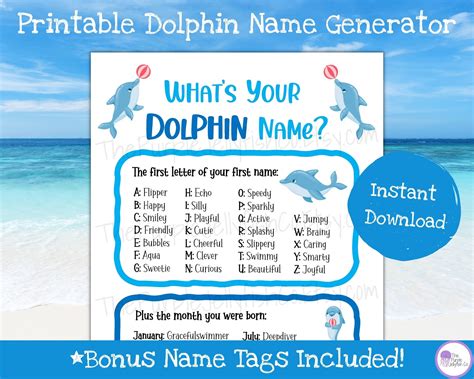 Dolphin Name Game, Under the Sea Party Game Printable, Whats Your Name ...