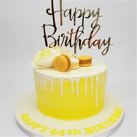 Yellow Happy Birthday Cake