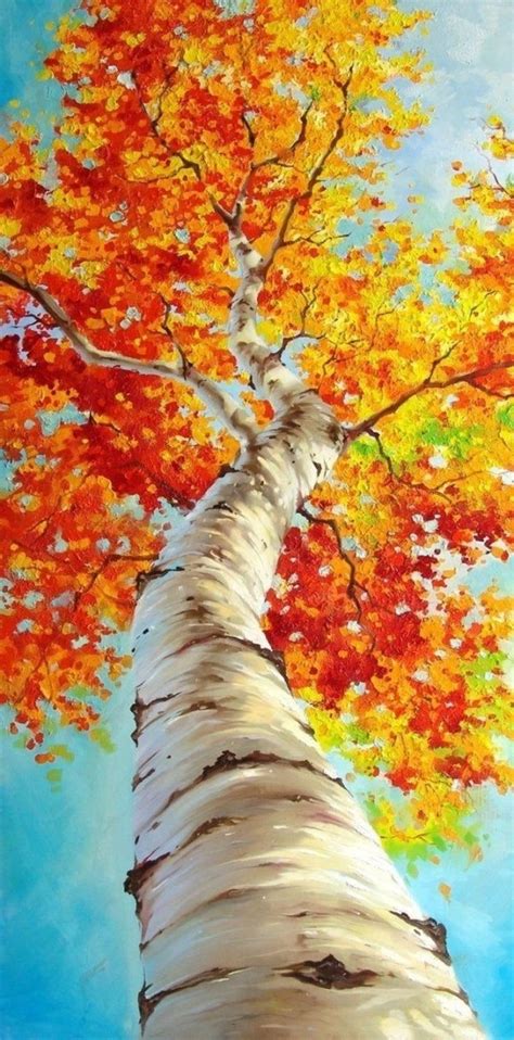 Fall Leaves | Idées de peinture sur toile, Peinture arbre, Peinture d'arbre