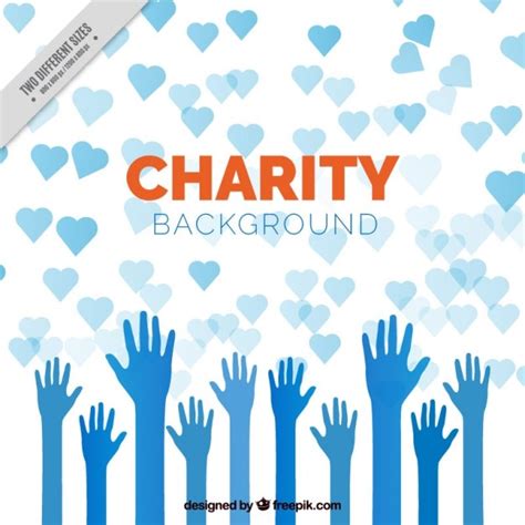 Blue hands with hearts charity background Vector | Free Download