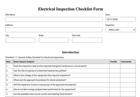 Electrical Inspection Checklist Form - Joyfill