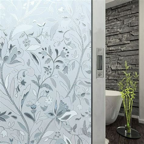 Waterproof Window Film Glass Privacy Film PVC Decorative Flower Removable Window Sticker Anti Uv ...