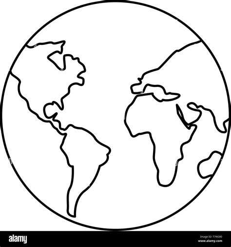 world planet earth icon on white background vector illustration outline ...