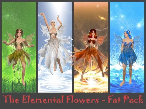 Second Life Marketplace - The Elemental Flowers - Fat pack - Fairy outfits