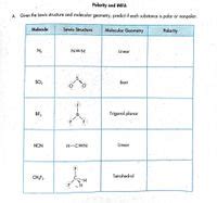 Answered: Polarity and IMFA A. Given the Lewis… | bartleby