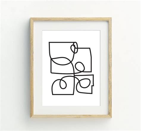 Line Art Print, Abstract Wall Art, Black and White Decor, Minimalist ...