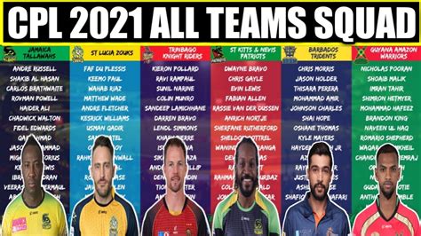 Caribbean Premier League 2021 All Teams Confirmed Squad | CPL 2021 All Teams Squad | CPL 2021 ...