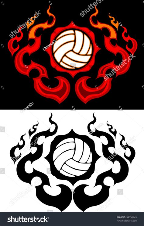 Flaming Volleyball Ball Tattoo Vector Image Stock Vector (Royalty Free ...