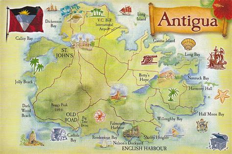 Postcard A La Carte: Antigua and Barbuda - Map of Antigua