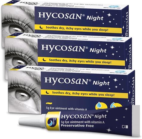 Hycosan Night Apaisant Sans Conservateur avec Vitamine A Pommade Pour Les Yeux (Pack of 3 ...