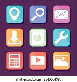 App Symbols Icon Set Design Stock Vector (Royalty Free) 2140504395 | Shutterstock