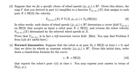 Problem 1: Differential drive kinematics on SE(2) | Chegg.com