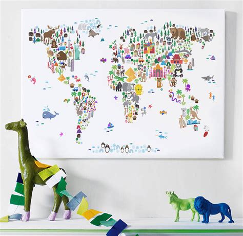 animal world map print by artpause | notonthehighstreet.com