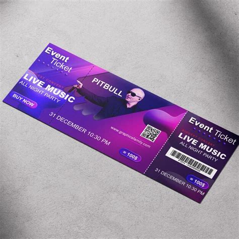 Premium PSD | Psd concert ticket mockup