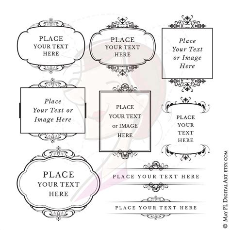 Digital Flourish Frame Clipart Vintage Clip Art Calligraphy Design ...